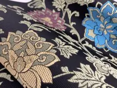 本場筑前博多織 新品 六通 和装 着物 黒地 未仕立て 紋八寸名古屋帯14