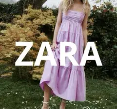 ZARA フラワープリント入りポプリンコルセットワンピース S