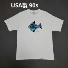新品 90s USA製 ハワイ購入 クレイジーシャツ 魚プリント ロゴ Tシャツ