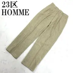 LA4214 23区HOMME タック入りスラックスパンツ ベージュ 79