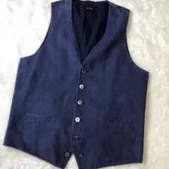 美品　ps Paul Smith ダークブルー ベスト リネン　XL
