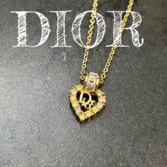美品 クリスチャンディオール ラインストーン ネックレス ゴールド ロゴ
