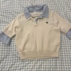Chico 刺繍入り襟付きポロニット