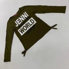 JENNI プリント ロンTサイドリボン付きカーキ 160