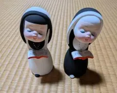 レトロ　修道女　置物 白黒 　2体　セット