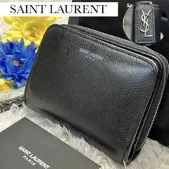 希少✨サンローランパリ✨二つ折り財布 YSL シルバーロゴ 黒革 ユニセックス