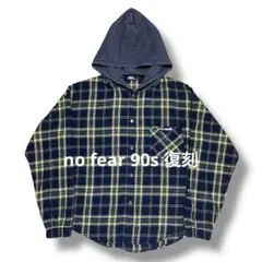 no fear 90s 復刻 フード付き ネルシャツ パーカー オールドスケート