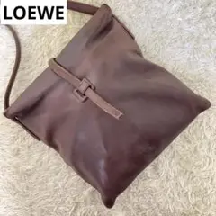 【高級】ロエベ ショルダーバッグ アナグラム ナッパレザー ブラウン