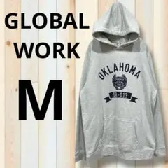 GLOBAL WORK パーカー　M　グレー　フットボール　OKLAHOMA