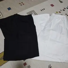 GU ストレートパンツ ワイドパンツ 黒 白 セット