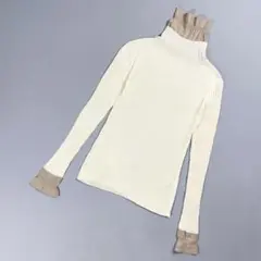 美品 irise カシミヤシルク混 長袖セーター クリーム サイズ2*ED883
