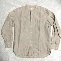 ユニクロ UNIQLO リネンコットンスタンドカラーシャツ　ベージュ　Sサイズ