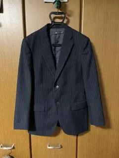 未使用 ユニクロ +J ウールブレンドジャケット ネイビー ストライプ M