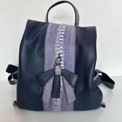 本革ネイビー・パープルバックパック
