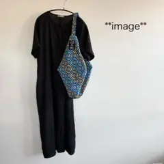 アフリカ布八角形バッグ（大）☆イエローブルー