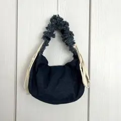 デニム フリルギャザーリボン バッグ