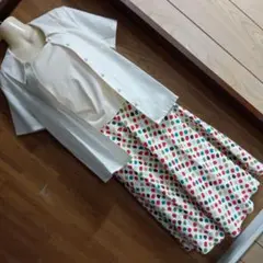 レトロ風中古Ricramentブラウスと日本製Sumikoスカート９号64cm