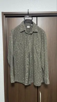 オールドUNIQLO オリーブグリーン ペイズリー柄シャツ L