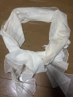 ホワイト シフォン ストール リボンデザイン