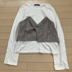 8.26 ダブルクローゼット 長袖Tシャツ ホワイト サイズ表記なし