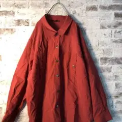【ヴィンテージ】ビッグシルエットシャツ 無地 昭和レトロ 古着AS106