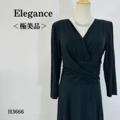 【極美品】エレガンス ロングワンピース カシュクールデザイン L ブラック