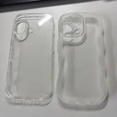【未使用に近い】iPhone16ケース　クリアケース　なみなみ　韓国　2点セット