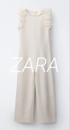 新品　ZARA ザラ　チュールフラワーロングジャンプスーツ　サロペット