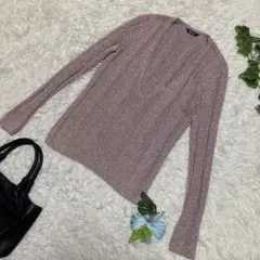 極美品　アクアスキュータム　厚手ニット　ピンク　ラメ　レーヨン　ポリエステル　S