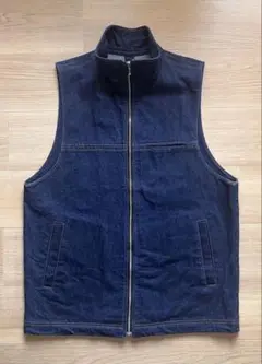 デニム ジッパーベスト メンズ ブルー 古着