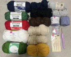 アクリル毛糸と編み物付属品セット