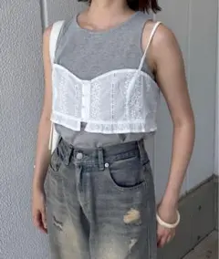 [mline]コットンビスチェタンクSET