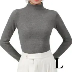 ✨暖かい✨ハーフタートルネック　インナー 長袖　レディース 保温防寒　グレー　L