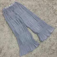 ✨W closet✨ダブルクローゼット♡プリーツフレアパンツ♡ブルー系(F)