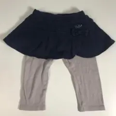子供服 80㎝ べべbebe スカンツ ネイビーグレー リボン F1A166