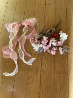 【結婚式】ヘッド 装花 リボン ドライフラワー【二次会】【ブライダル】