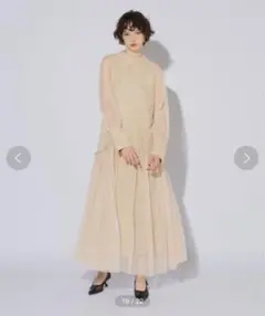 ANDRESSD パイピングチュールドレス ベージュ　M