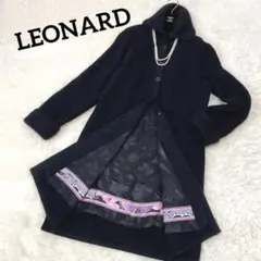 極美品✨ レオナール ニットコート モヘヤ シルク カシミヤ混 ラメ XL 黒