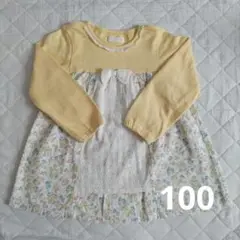 ビケットクラブ イエロー花柄長袖カットソー 100
