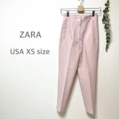ZARA ザラ　スラックス　センタープレスパンツ　ピンク　オフィス　キレイめ