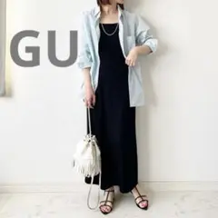 GU ジーユー リブ キャミワンピース スリット入り 黒 ブラック Lサイズ