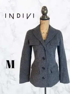 美品✨【INDIVI】厚手ウールコート 上品 キレイめ 日本製 ダークグレー M