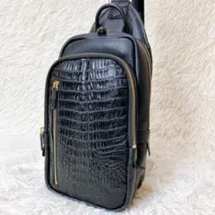 ✨極美品✨ ワンショルダーバッグ　レザー　プロヴェンザノ ワニ革　羊革　　黒