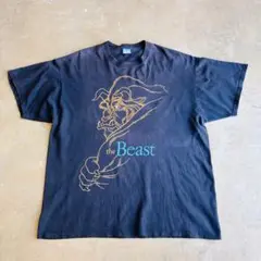 90s Disney the Beast 美女と野獣 グラフィック Tシャツ 黒