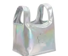 美品　MARY QUANT　オーロラサフィアーノデイジー トートシルバー