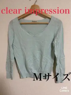 Clear Impression ミントグリーン Vネック Mサイズ