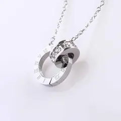 ネックレス ローマ数字 リング cz ダイヤ シルバー ステンレス ペンダント