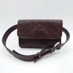 GUCCI グッチ シマレザー GG柄 ロゴプレート ウエストポーチ