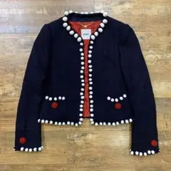 MOSCHINO モスキーノ ノーカラー ツイード ジャケット