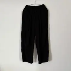 さらとろ涼感 ダブルタック ワイドパンツ ブラック